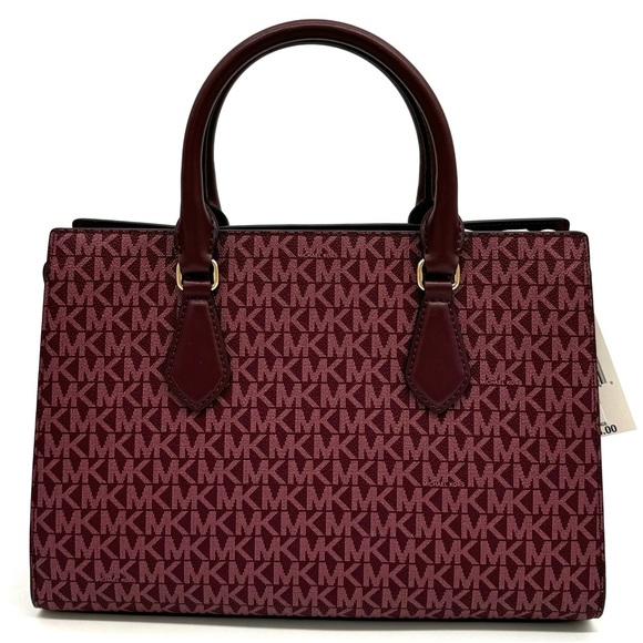 Michael Kors Sheila Medium Center Zip Satchel Bag Ox Blood Multi - Picture 5 of 11